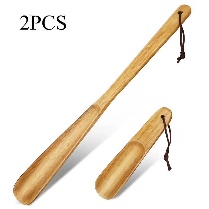 Chausse-pied professionnel en bois, 2 pièces, cuillère à chaussures, manche en bois, longue poignée,