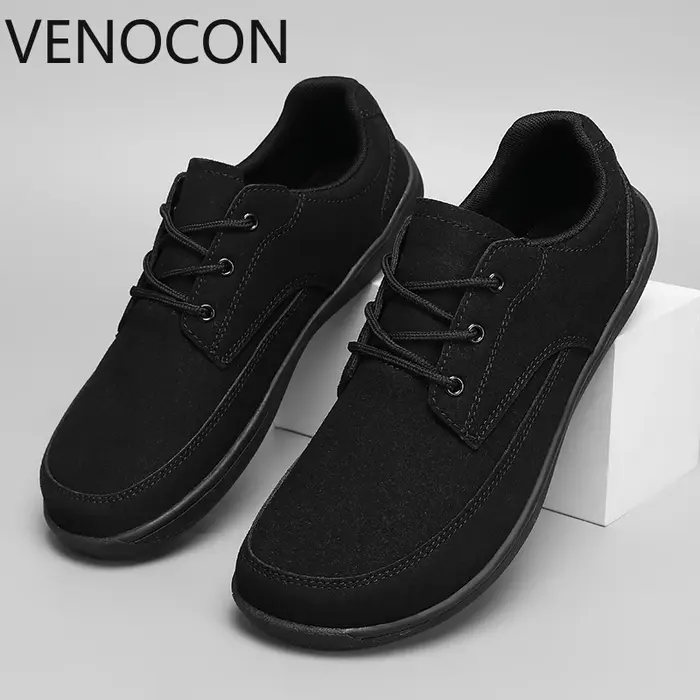 VENOCON pieds nus hommes baskets avec bout large nez pieds minimaliste vache daim cuir supérieur déc