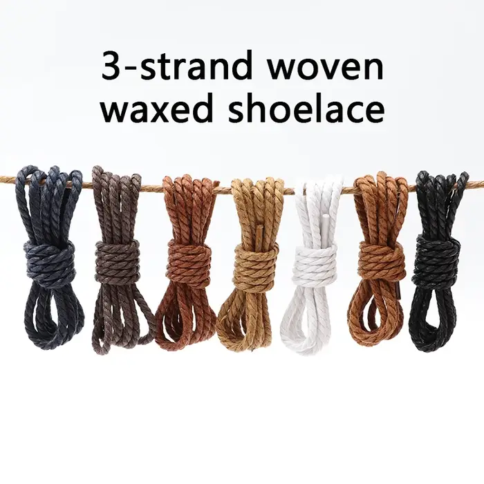 1 paire de lacets ronds en cuir ciré pour chaussures