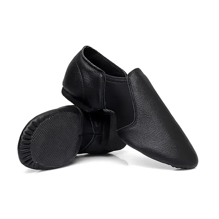 24-44 Coupons femmes sans lacet baskets en cuir véritable chaussure de danse pour hommes adultes enfants filles noir