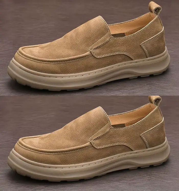 LIHUAMAO cuir de vache daim chaussures décontractées pour hommes sans lacet mocassins