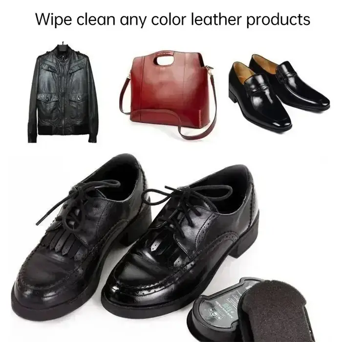 Brosse à chaussures en cuir Double face, polissage rapide, brosse à vernis, entretien des chaussures, nettoyage éclaircissant, plumeau, éponge, lingette incolore
