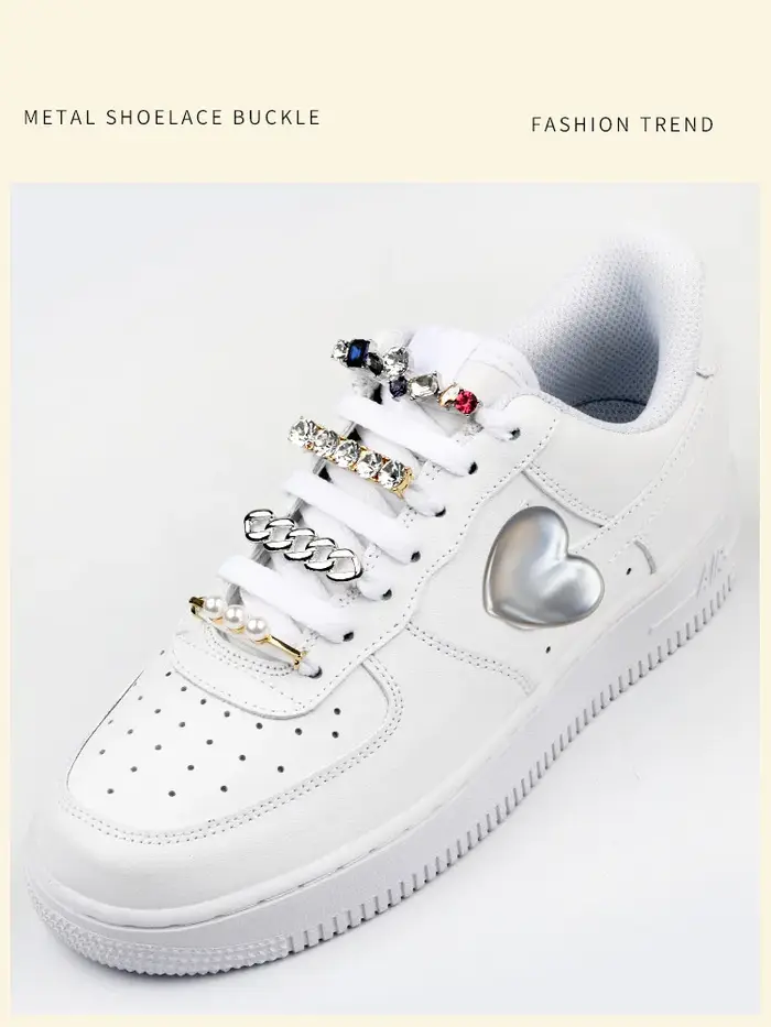 Baskets lacets décoration métal lacet boucle bricolage chaussures accessoires femmes fille brillant 