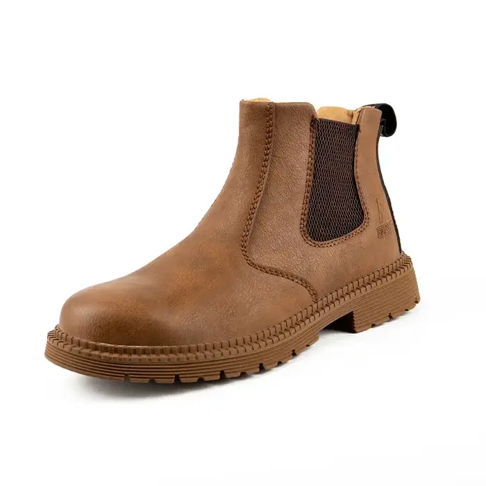 Chaussures de sécurité imperméables pour hommes Chelsea bottes en cuir à tête en acier chaussures po