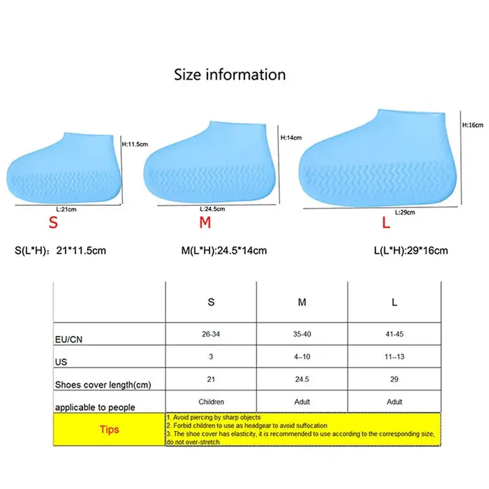 Couvre-chaussures imperméables réutilisables en silicone