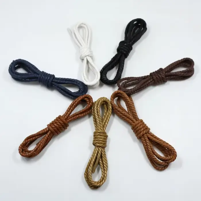1 paire Shoelce lacets en cuir décontractés lacets ronds cirés chaussures Martin bottes chaussures d