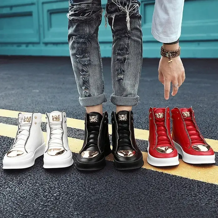 Chaussures montantes décontractées à plateforme léopard, chaussures d'entraînement de Sport, bottines pour hommes, baskets de Skateboard à la mode 2025