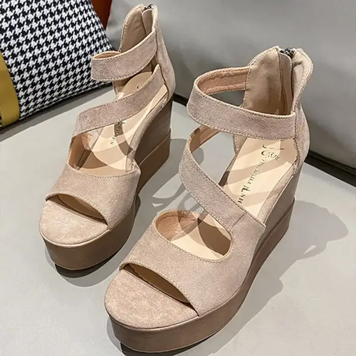 Chaussures compensées talon été 2025 sandales de Style romain pour femme