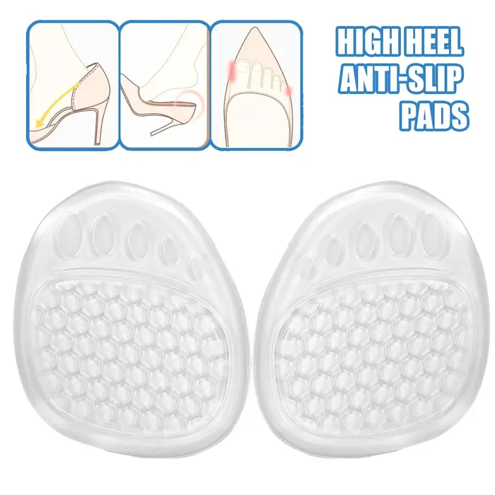 4Pairs Forefoot Insert Cushion Pads for Women Shoe Anti Slip Silicone Foot Pain Relief for High Heels Sandals Gel