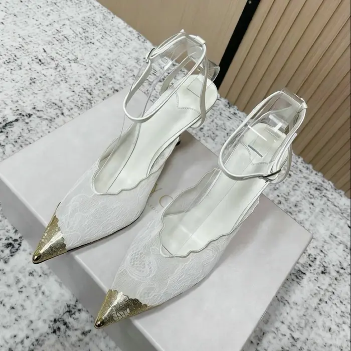 Chaussures de Mariée Blanches Grande Taille en Dentelle à Talons Hauts Fins pour Femme – Escarpins Stiletto