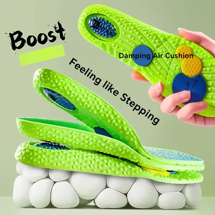 Semelles intérieures de Sport à Absorption des chocs, coussin d'air EVA vert, Support de voûte plant