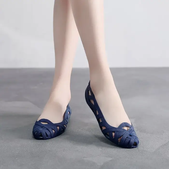 Chaussures plates d'été pour femmes, confortables, respirantes, décontractées, peu profondes, antidérapantes, creuses, vulcanisées, à la mode, durables