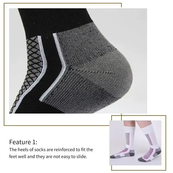 DIZETION 1 paire hiver chaud épaississement bas de Ski chaussettes de randonnée pour femmes hommes enfants Anti-froid en plein air haut bas de sport