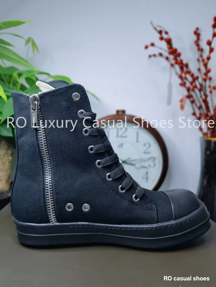 Chaussures décontractées classiques Ro entièrement noires en toile pour hommes, baskets et chaussure