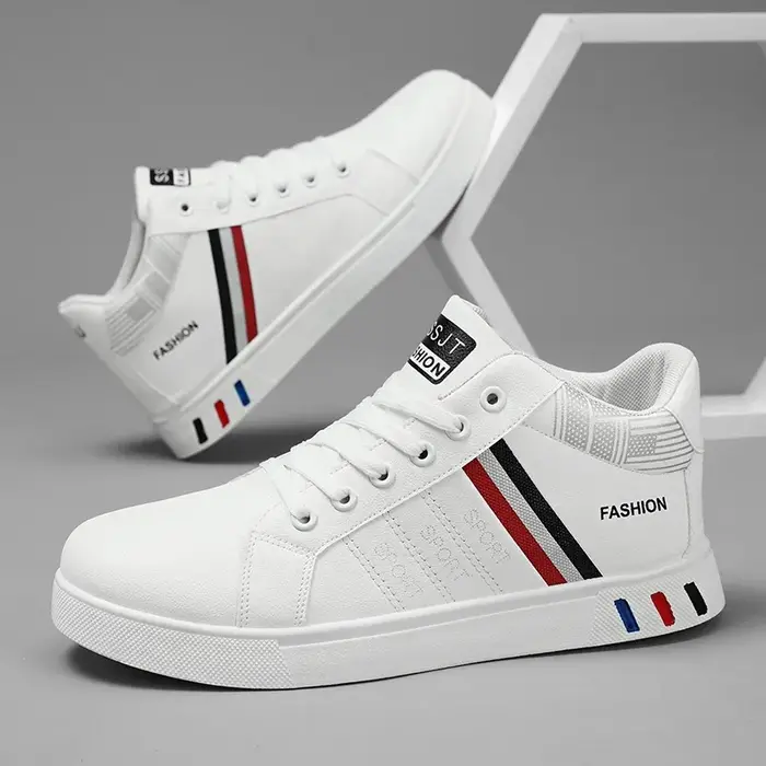 Chaussures de skate en cuir pour hommes, baskets montantes, mode masculine, antidérapantes, chaussur