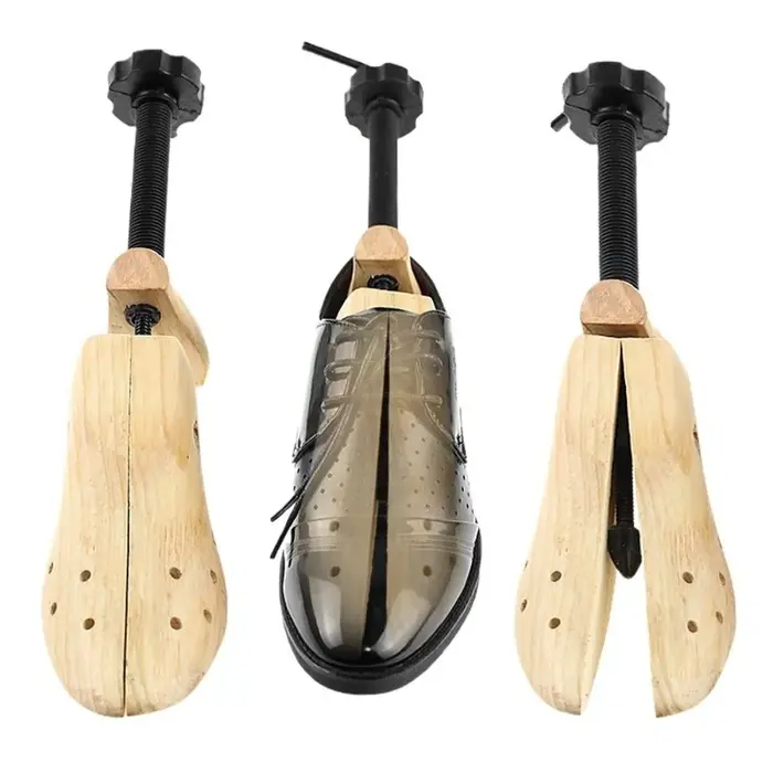 Embauchoirs en bois réglables pour chaussures, anti-plis, avec ressort de tension, EU34-46, pour l'entretien et l'extension des chaussures
