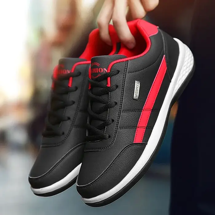 Chaussures en cuir pour hommes, baskets imperméables, décontractées et confortables, chaussures à lacets vulcanisées pour hommes