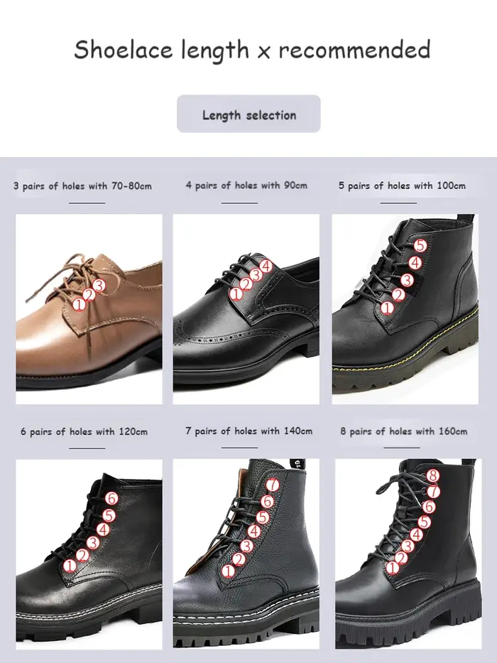 Lacets Ronds en Coton Ciré et Cuir pour Bottes Oxford, Étanches, Longueur 60/80/100/120/140/180cm, 1