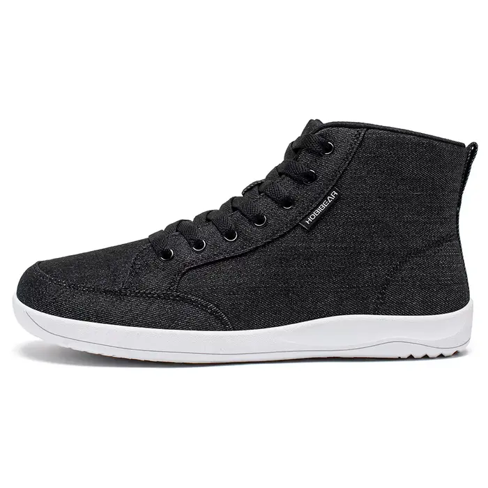 HOBIBEAR chaussures mi-hautes pieds nus unisexe boîte à bout large baskets en toile zéro goutte à lacets