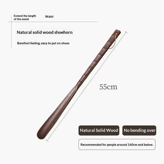 Chausse-pied professionnel en bois durable de 55CM/70CM/75CM avec manche long flexible pour seniors 