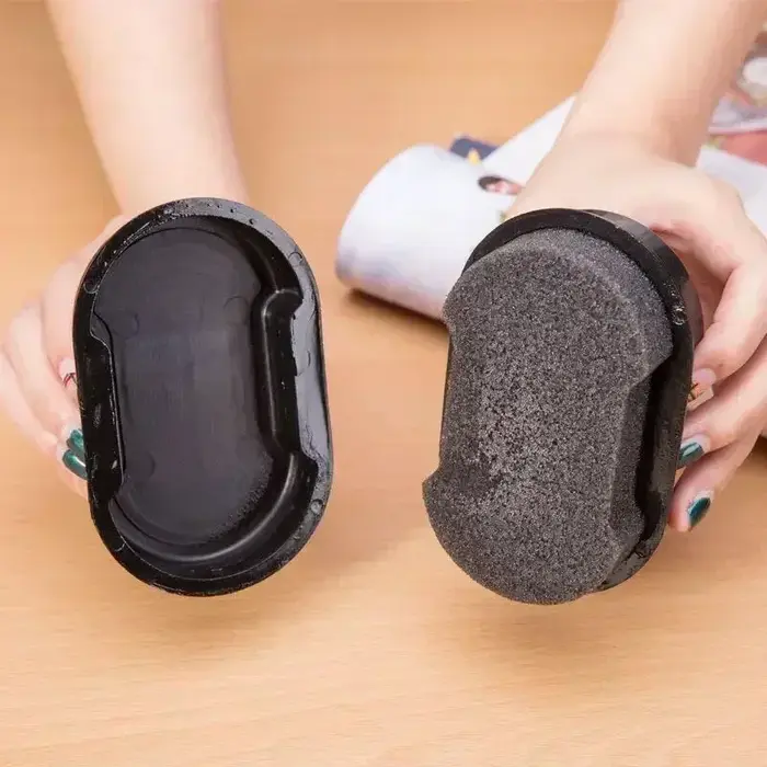 Brosse à chaussures en cuir Double face, polissage rapide, brosse à vernis, entretien des chaussures, nettoyage éclaircissant, plumeau, éponge, lingette incolore