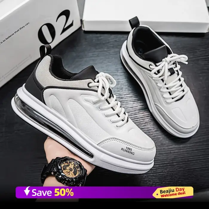 Coussin d'air hommes chaussures de course de sport décontracté respirant léger femmes confortable athlétique antidérapant marche baskets 