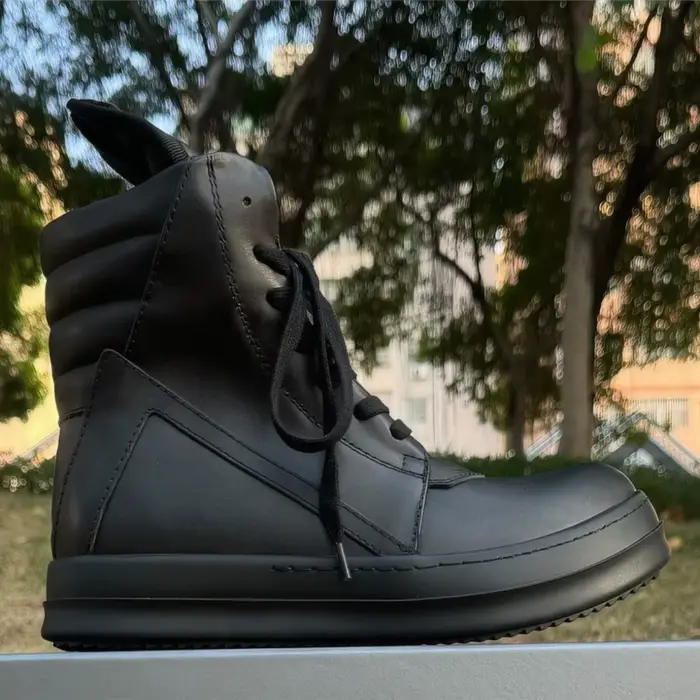 R-o baskets classiques en cuir noir chaussure haute botte noire en peau de vache hommes Sneaker fermeture éclair femmes 