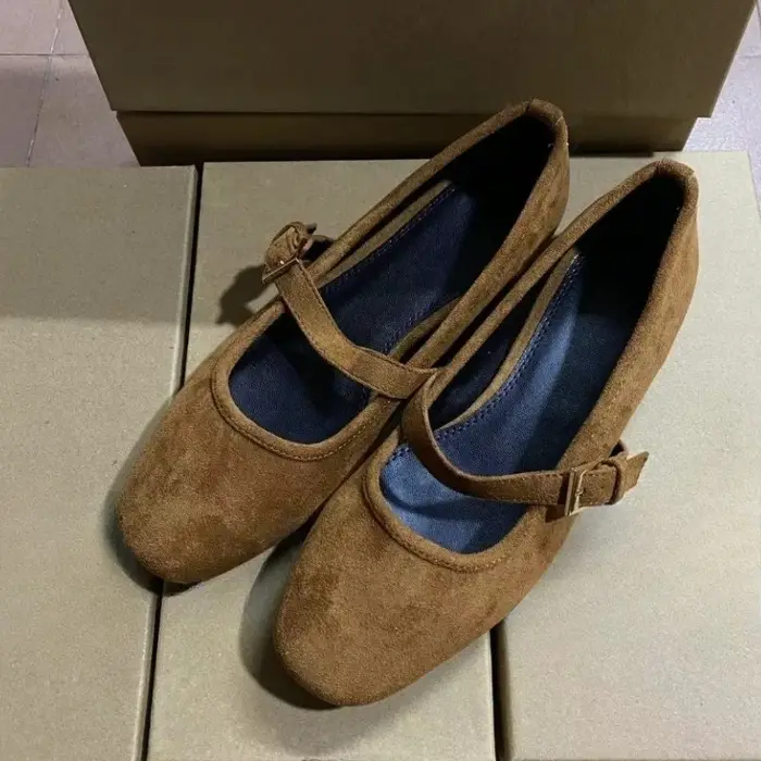 Chaussures de marche Mary Janes pour femmes, bout rond, Faux daim doux, rétro marron, luxe de stylis