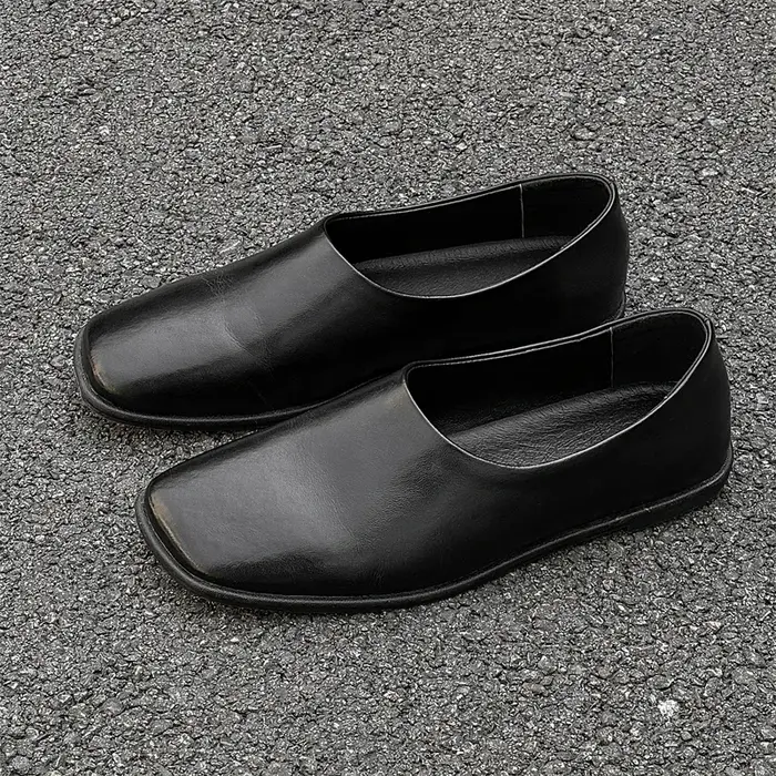 Chaussures de bureau en cuir véritable à fond souple pour hommes