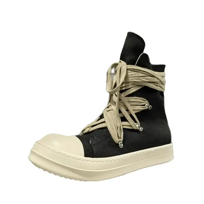 Hommes chaussures hautes décontracté toile plate-forme luxe formateurs à lacets femmes baskets Zip haute rue concepteur automne bottes