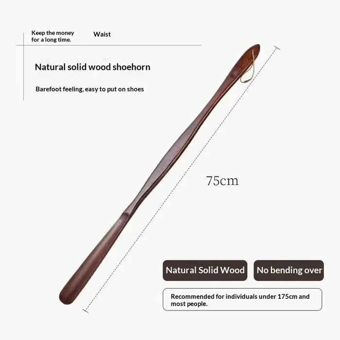 Chausse-pied professionnel en bois durable de 55CM/70CM/75CM avec manche long flexible pour seniors – Outil domestique pour enfiler les chaussures