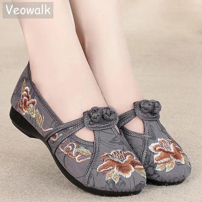 Veowalk-Mocassins en tissu de coton doux pour femmes