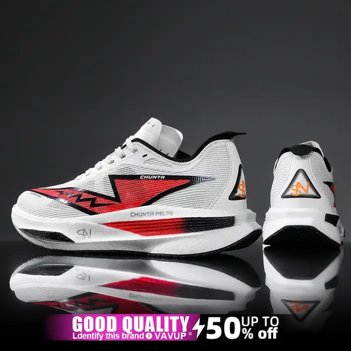 Chaussures de course à pied avec semelle en carbone, spécialité marathon, pour hommes, sport, respir