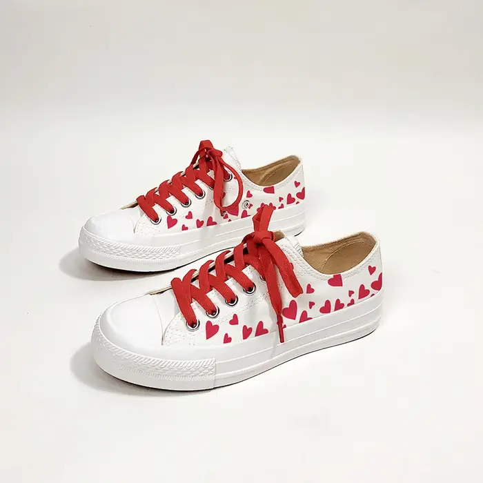 Amy et Michael Lovers baskets coeur doux peint à la main chaussures en toile mignon fille étudiants
