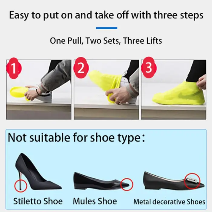 Couvre-chaussures imperméables réutilisables en silicone