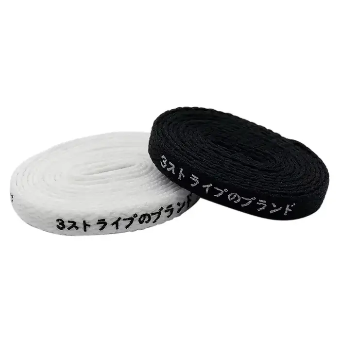 Coolstring 8mm japonais noir blanc lettre impression lacets avec impression pour coureur toile chaus