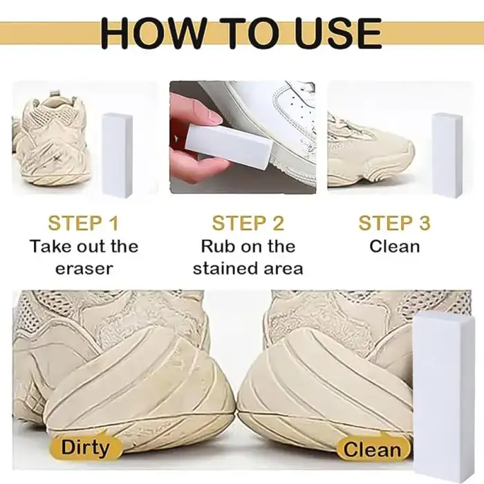 Gomme Nettoyante Blanche pour Chaussures - Détachant Sans Eau pour Baskets