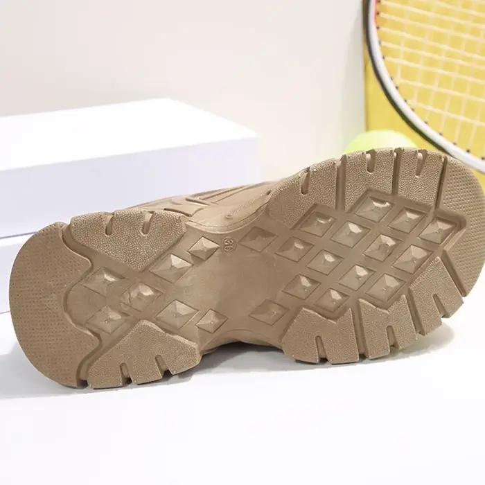 Baskets rétro kaki à plateforme épaisse pour femmes