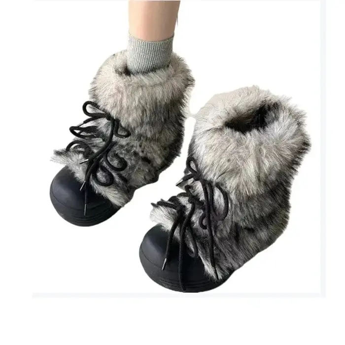 Fourrure femmes neige bottines appartements plate-forme chaussures chaudes femme concepteur hiver nouvelle tendance en peluche décontracté confortable baskets