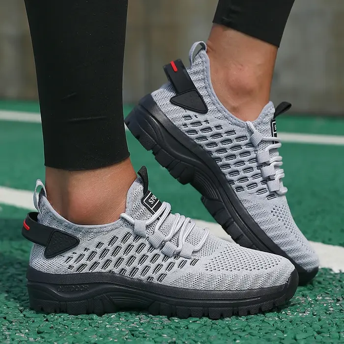 Chaussures de course rembourrées pour femmes, baskets tricotées respirantes à semelles souples, légè