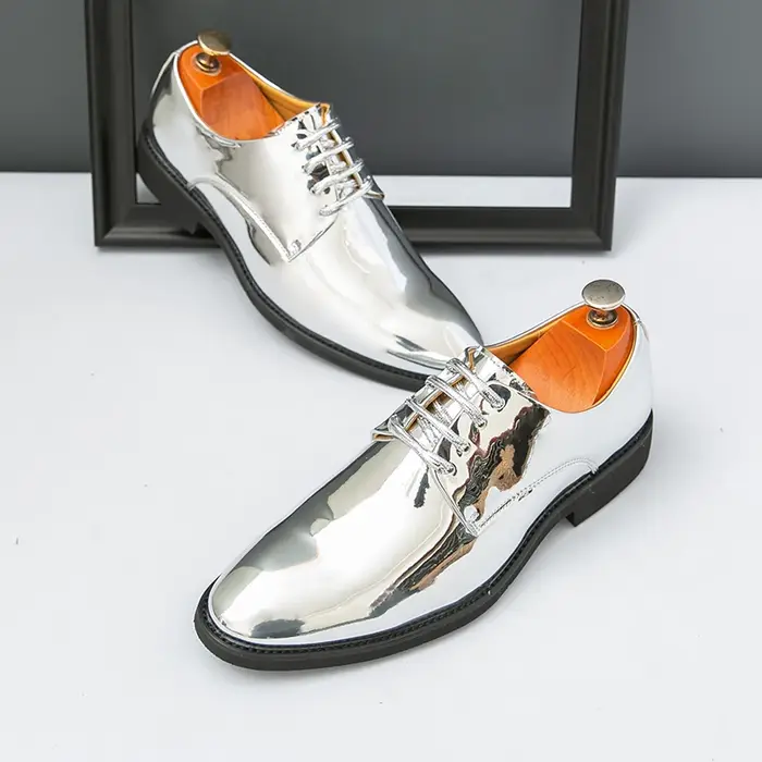 YEHENG Chaussures habillées métalliques brillantes pour hommes