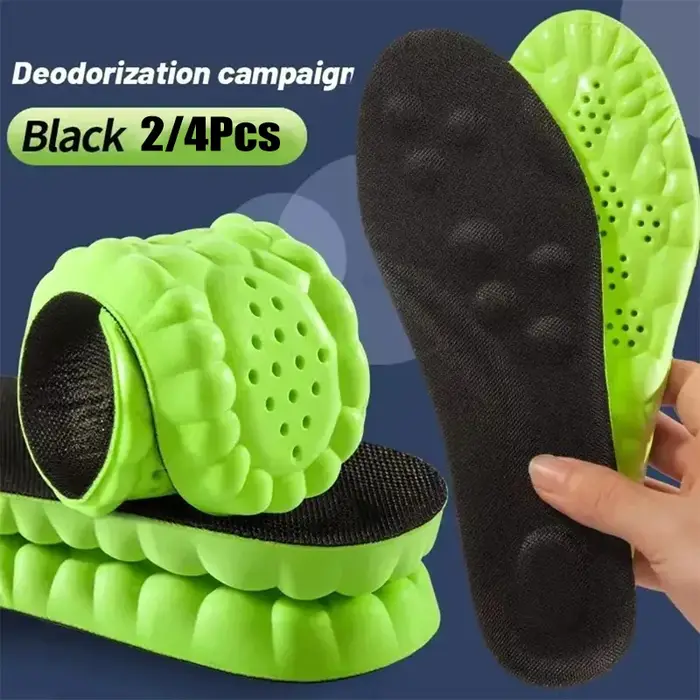 1/2 paire de semelles intérieures de sport 4D, semelle en PU, douces, respirantes, absorption des chocs, soutien robuste, soulagement de la douleur, course à pied, orthopédiques