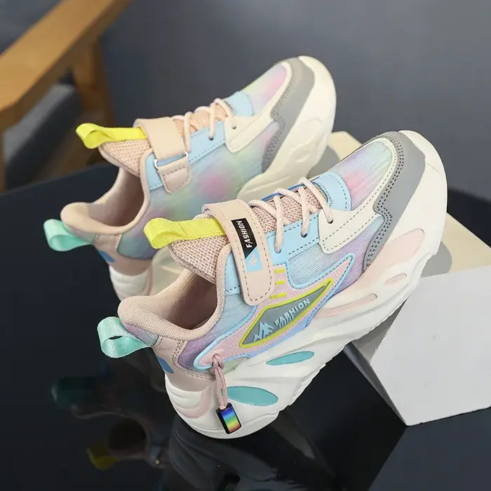 Nouveaux enfants filles baskets respirant maille chaussures de course léger semelle souple
