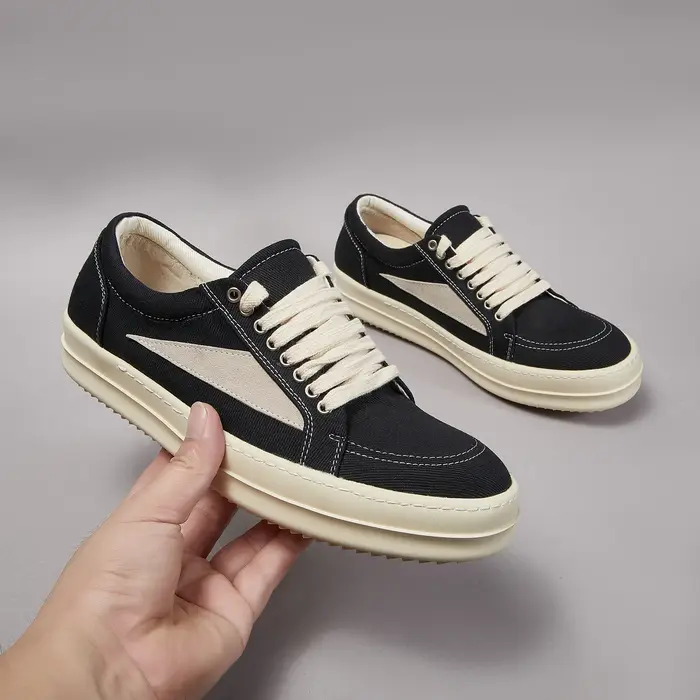 Chaussures d'extérieur en toile pour hommes et femmes, baskets basses de vacances noires à lacets, d