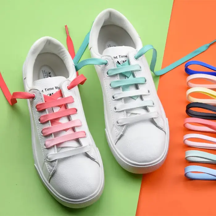 Lacets plats arc-en-ciel pour enfants et adultes, 1 paire, accessoires de chaussures, baskets en toi