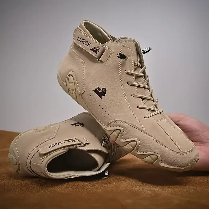 Bottes de moto en cuir pour hommes, baskets montantes, chaussures romaines, extérieur, décontracté, 