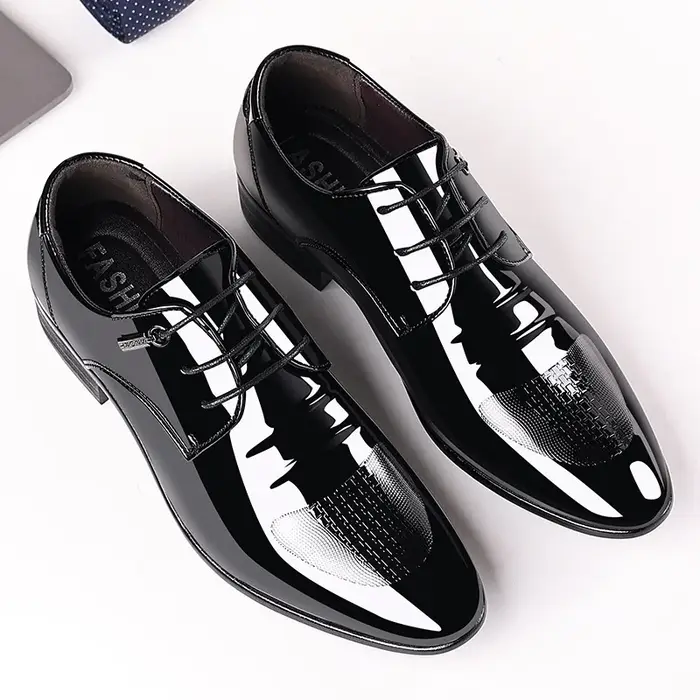 Chaussures Oxford de Luxe en Cuir Verni Respirant pour Homme
