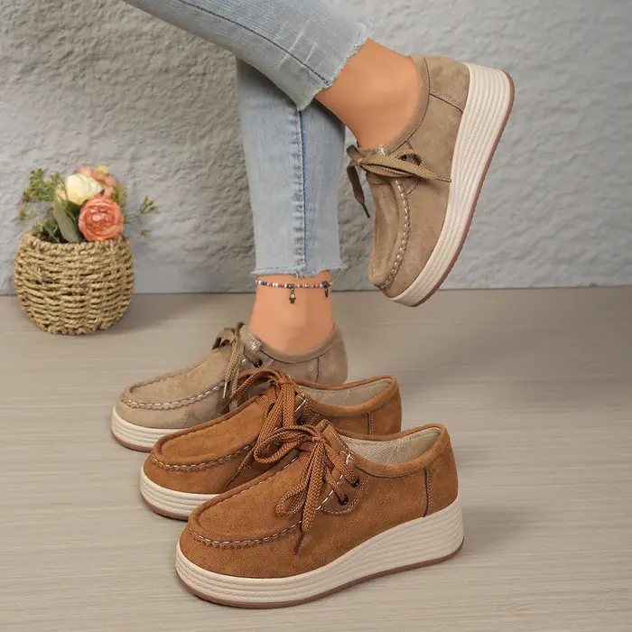 Chaussures de sport rétro de couleur unie pour femmes