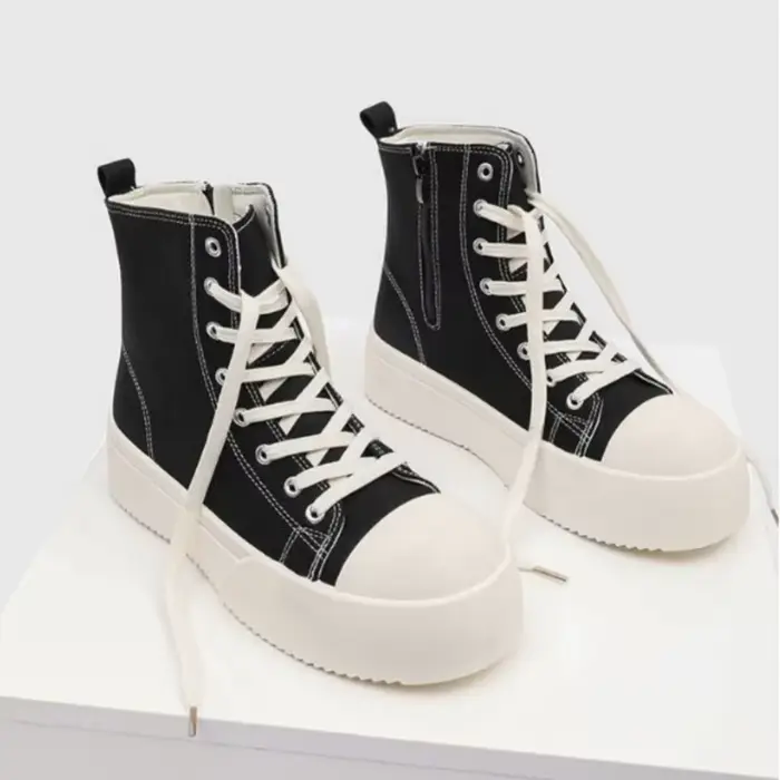 Baskets montantes noires pour hommes, rehaussantes, de créateur, à plateforme, décontractées, Zapati