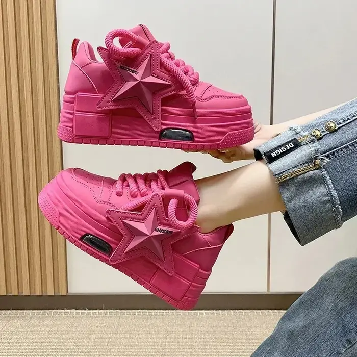 Tendance femmes grosses baskets nouvelle mode doux chaussures décontractées exquise dentelle